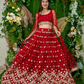 Graceful Georgette Lehenga Choli Featuring a Draped Attached Dupatta