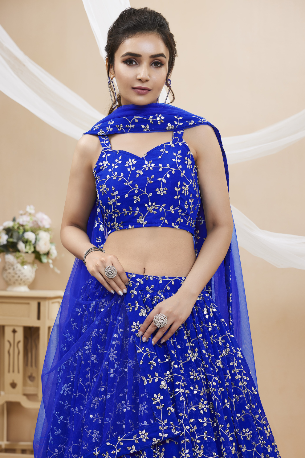 Stunning Lehenga Set with Sequins & Zari Embroidered Work