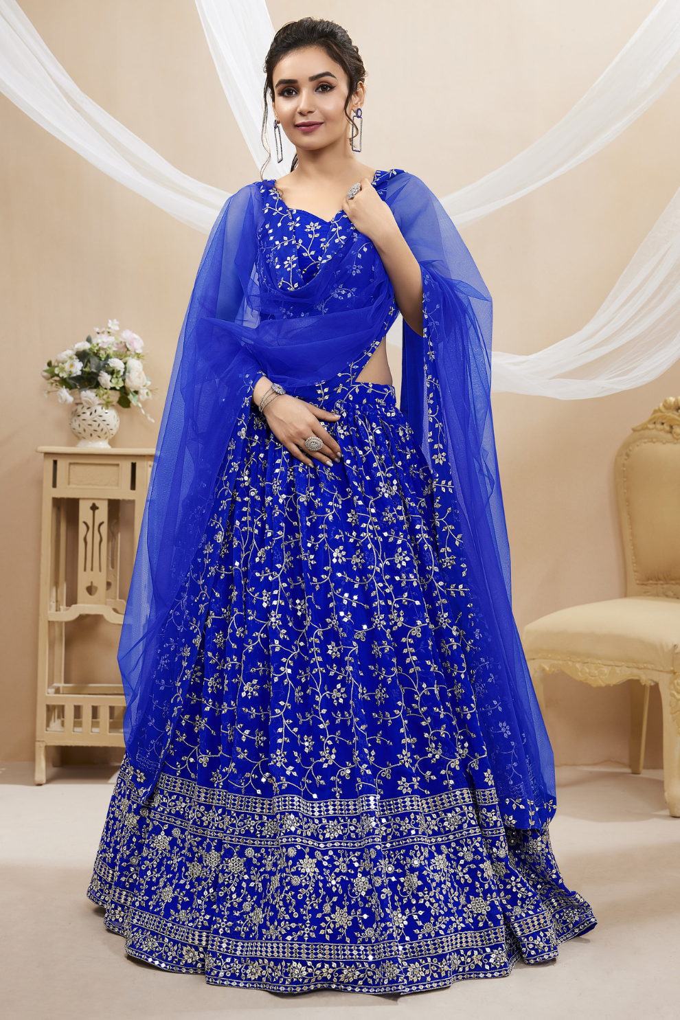 Stunning Lehenga Set with Sequins & Zari Embroidered Work