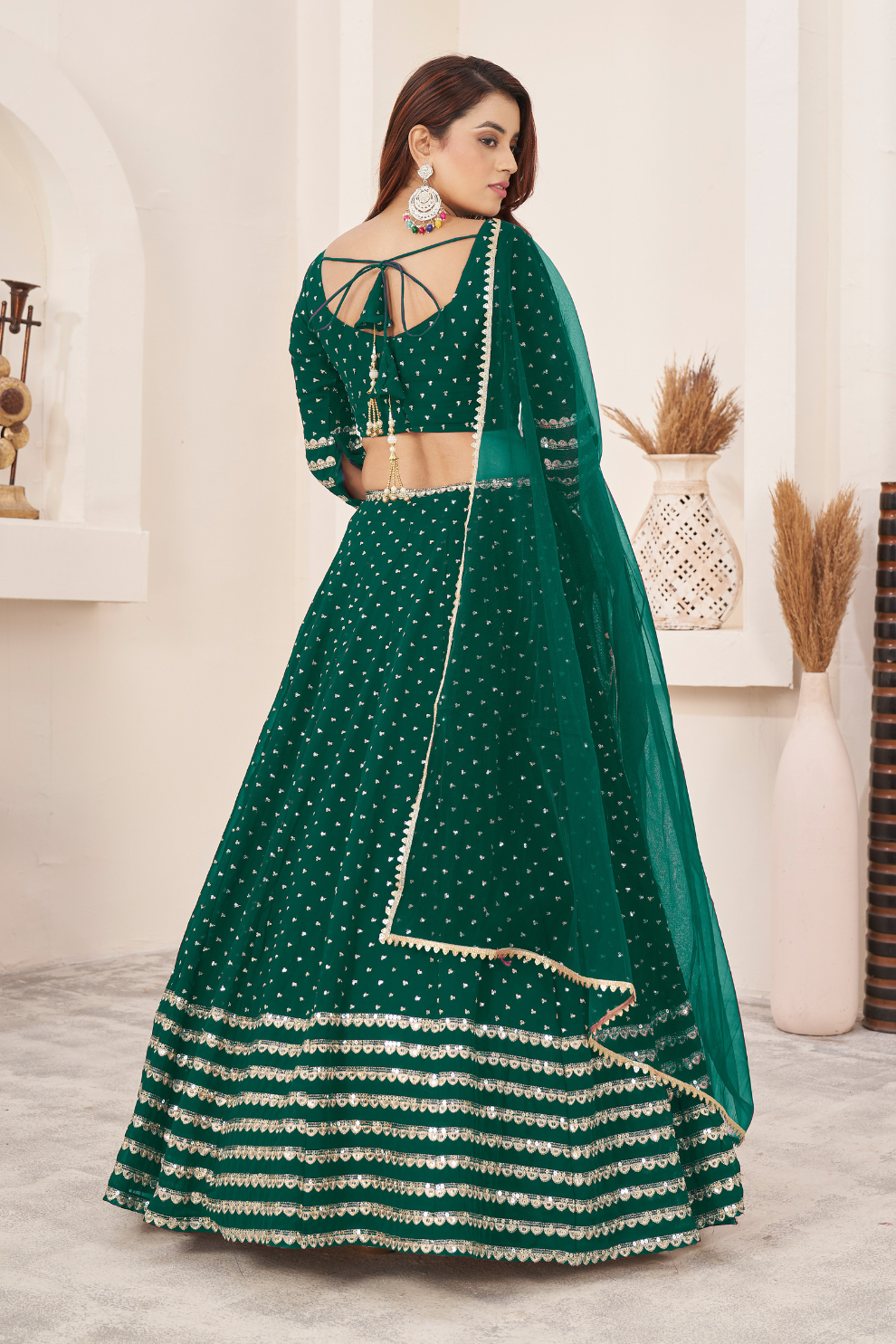 Elegant Sequins and Zari Embroidered Lehenga Set