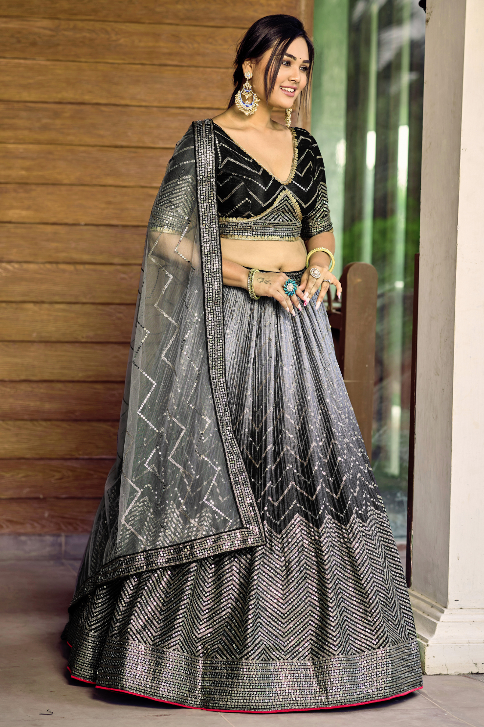 Graceful Lehenga Set with Sequins & Thread Embroidery