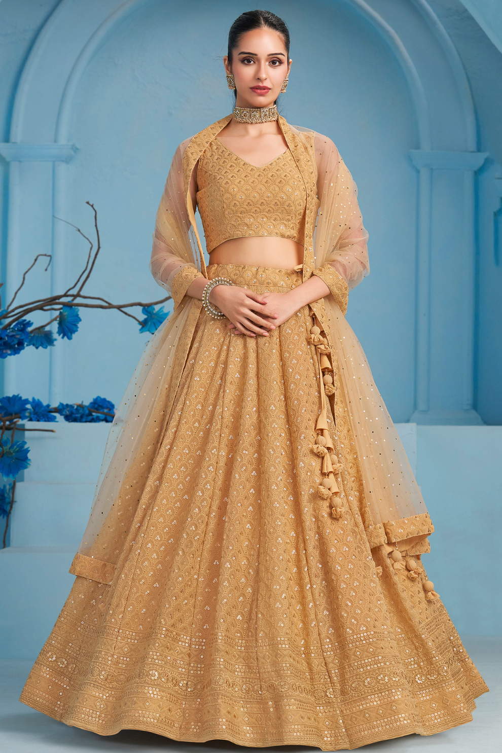 Elegant Wedding Wear Lehenga Choli with Intricate Georgette Embroidery