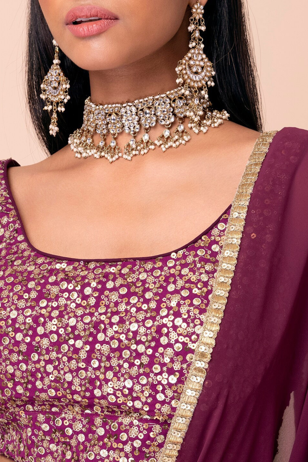 Graceful Zari & Sequins Embroidered Lehenga for Festive Occasions