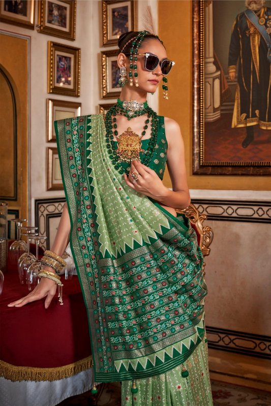 Soft Viscose Silk Woven Printed Patola Designed Saree