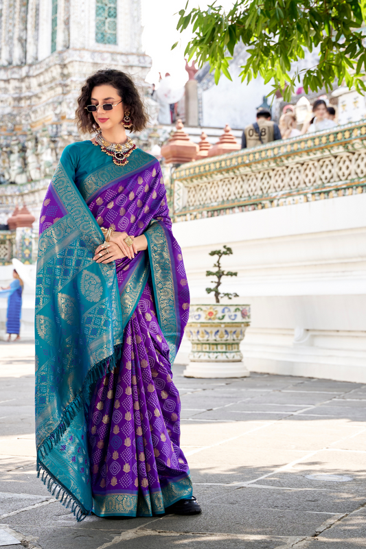 Soft Banarasi Bandhani Silk Saree with Traditional Weaving - LaVante Fashion