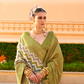 Foil Printed Poly Viscose Silk Saree with Elegant Aqua Finish