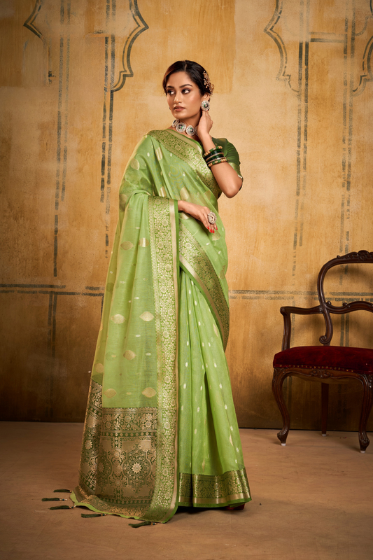 Tissue Silk Saree with Striking Contrast Border