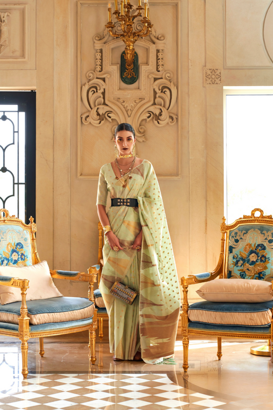 Handwoven Tissue Silk Saree with Elegant Weaving Work