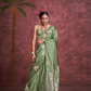 Tone-to-Tone Satin Handloom Saree with Banarasi Zari and Heavy Pallu