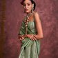Tone-to-Tone Satin Handloom Saree with Banarasi Zari and Heavy Pallu