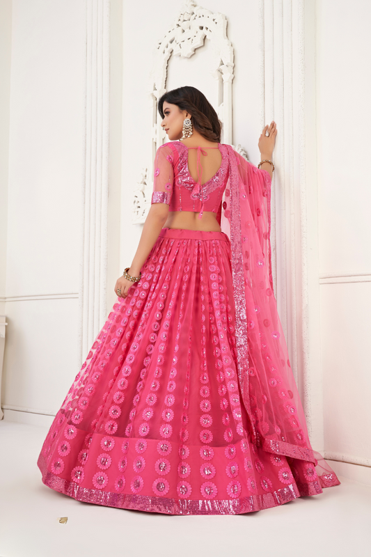 Glamorous Party Wear Lehenga in Butterfly Net with Embroidery Work