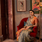 Tussar Silk Saree with Ikkat Pallu and Contrast Blouse