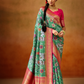 Tusser Silk Saree with Kalamkari Print & Banarasi Zari Border