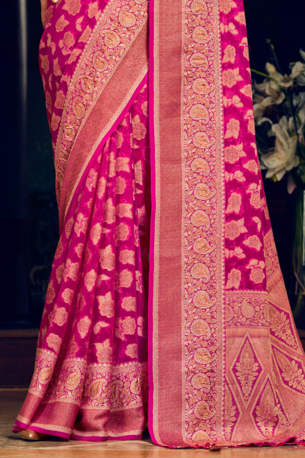 Two Ply Weaving Polyester Georgette Saree with Weaving Buta - LaVante Fashion