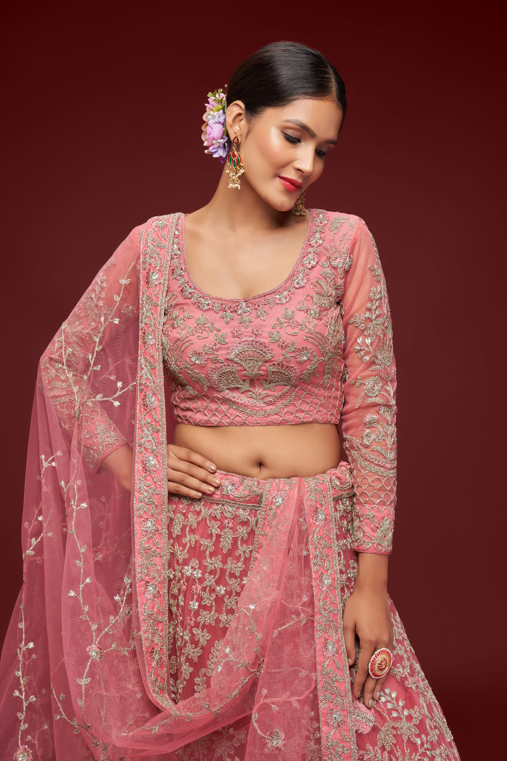 Trendy Net Dori Embroidered Lehenga Choli for Wedding