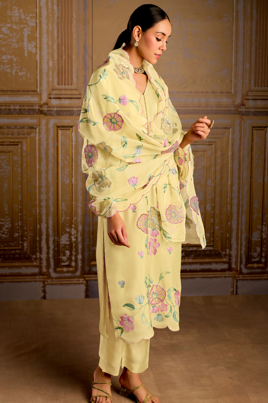Traditional Embroidered Straight Salwar Suit in Elegant Style