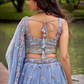 Organza Fabric Sequins & Mirror Work Lehenga Choli Dupatta