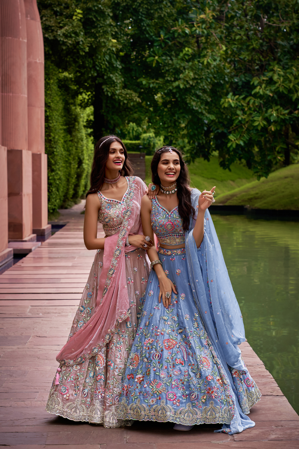 Organza Fabric Sequins & Mirror Work Lehenga Choli Dupatta