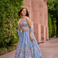 Organza Fabric Sequins & Mirror Work Lehenga Choli Dupatta