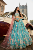 LAVANTEFASHIONTurquoiseblueSatinSilkSequinsembroiderySemi-StitchedLehengacholi_Dupatta_1 - LaVante Fashion