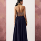 Elegant Blue Jacquard Indo-Western Skirt Suit with Waistcoat