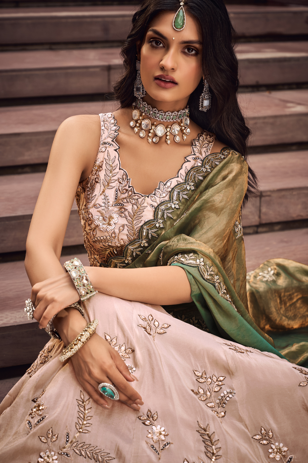 Viscose Fabric Sequins Work Semi-Stitched Lehenga Choli Dupatta