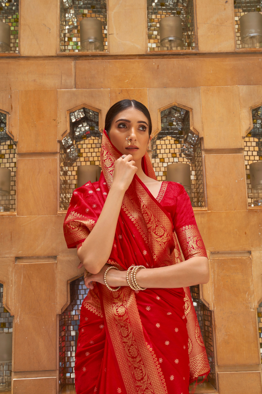Designer Banarasi Silk Saree with Small Butti Zari Weaving