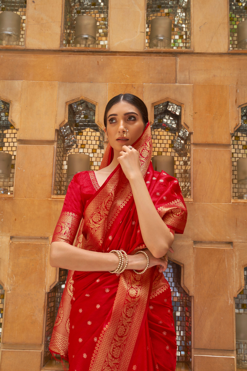 Designer Banarasi Silk Saree with Small Butti Zari Weaving