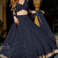 Modern Flared Lehenga Choli with Bold Stripes and Matching Dupatta