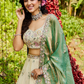 Tissue Semi-Stitched Lehenga Choli with Sequins and Thread Embroidery with Dupatta