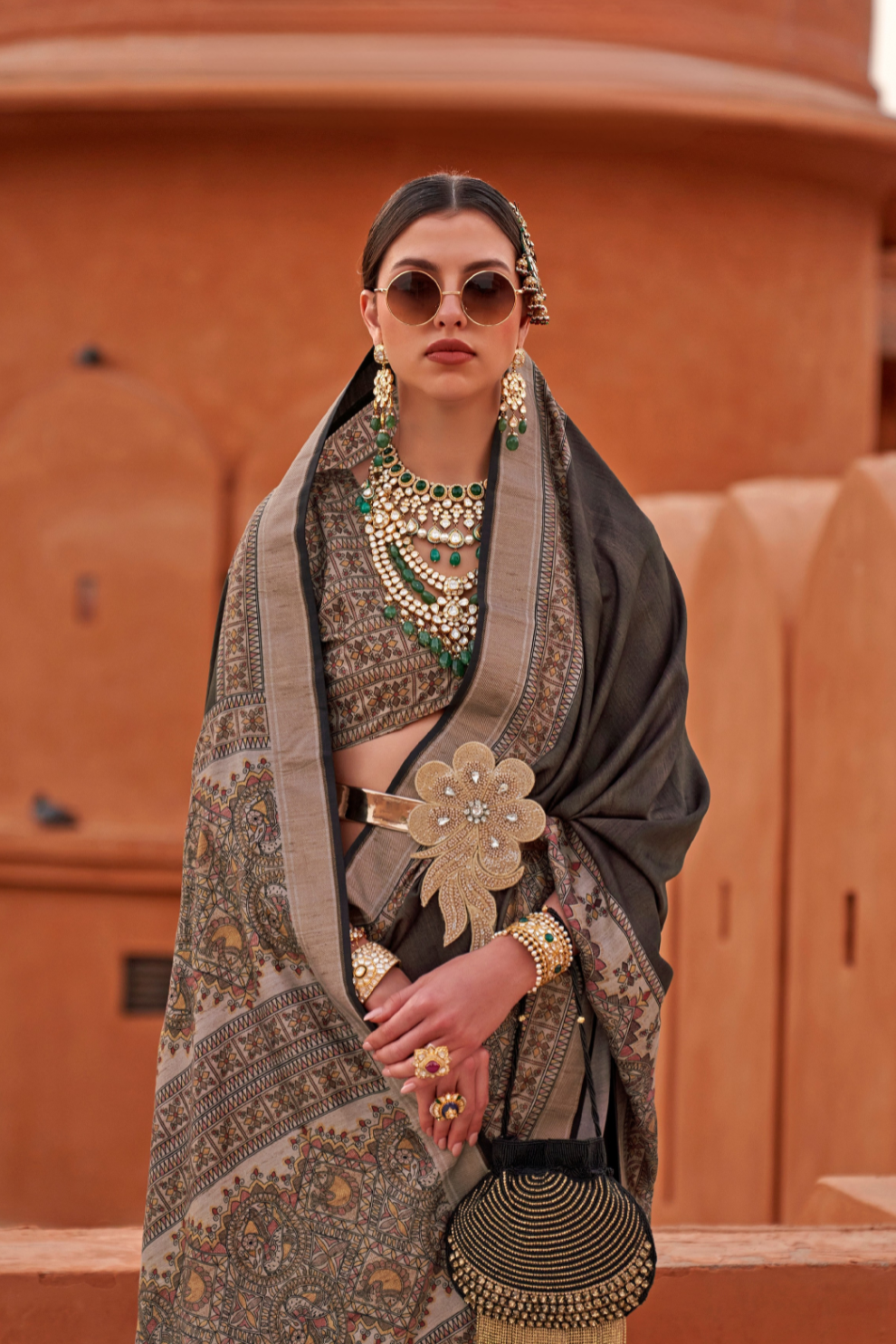 Glossy Finish Saree in Viscose Polyester Silk Fabric Print