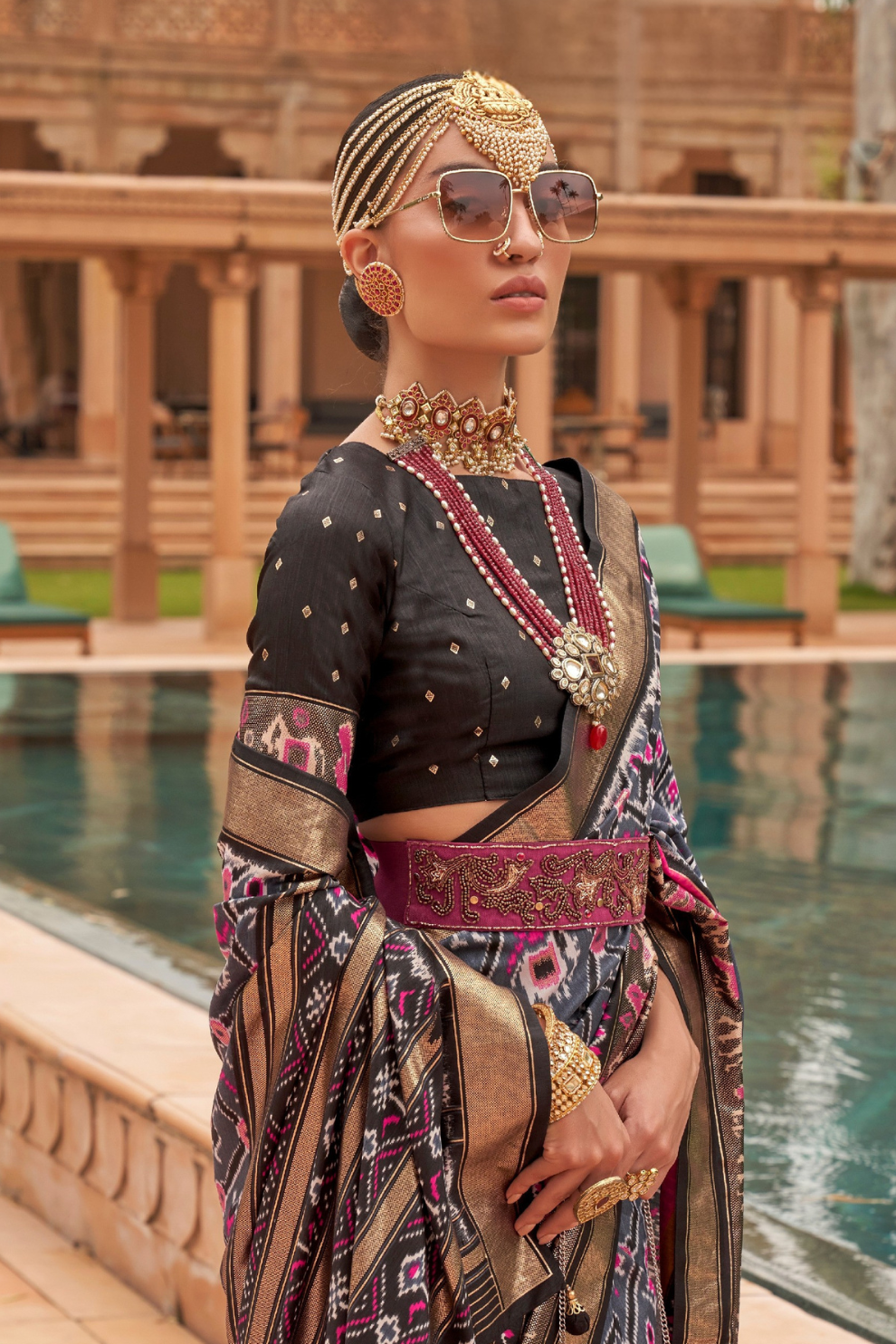 Elegant Patola Silk Saree with Foil Print Design