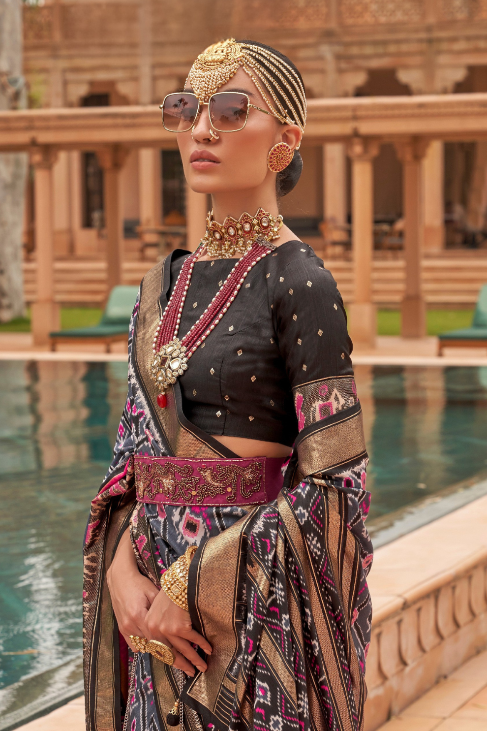 Elegant Patola Silk Saree with Foil Print Design