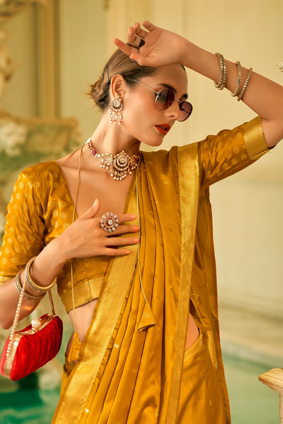 Pure Satin Handwoven Saree with Rich Zari Weaving
