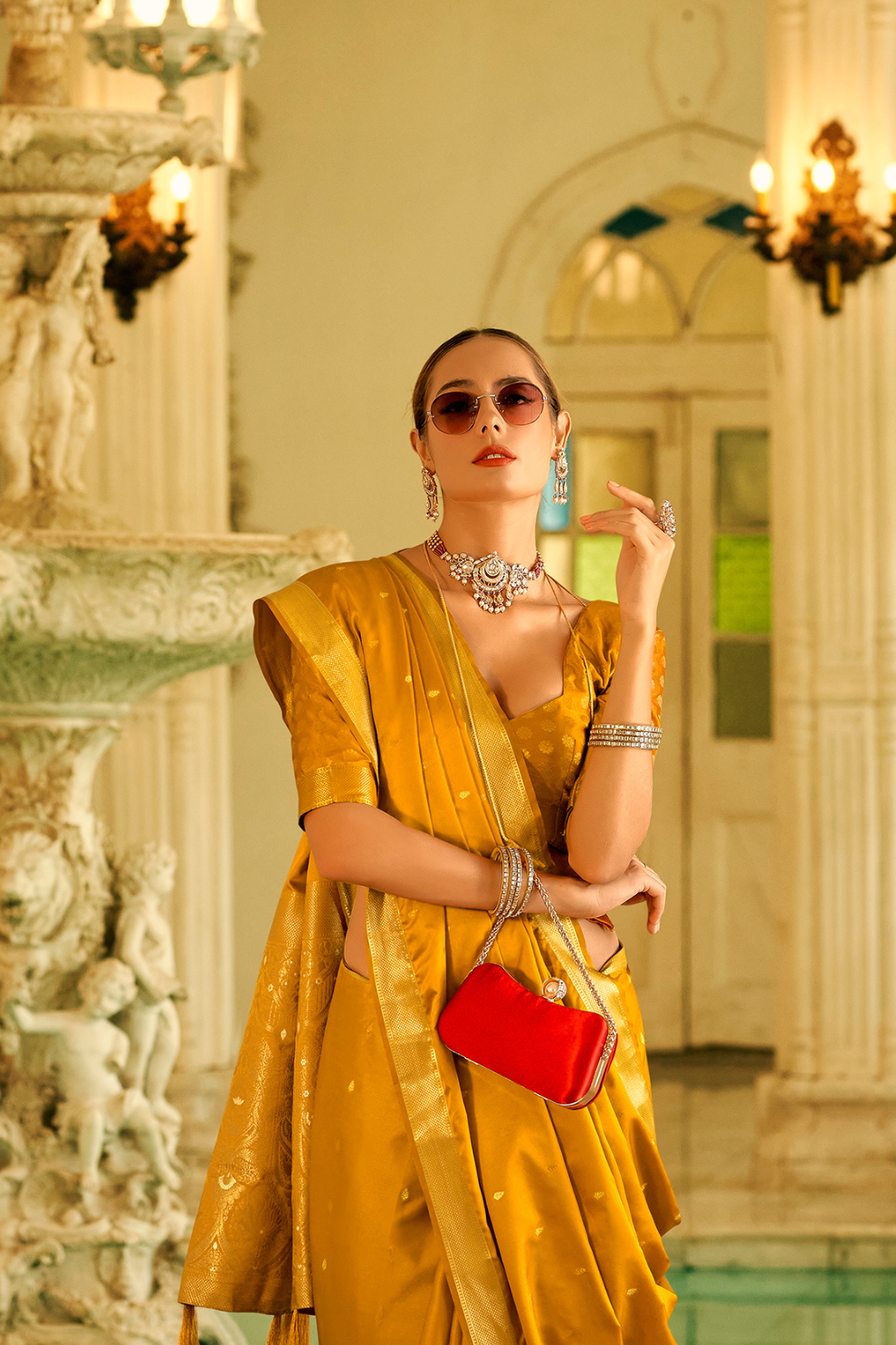 Pure Satin Handwoven Saree with Rich Zari Weaving