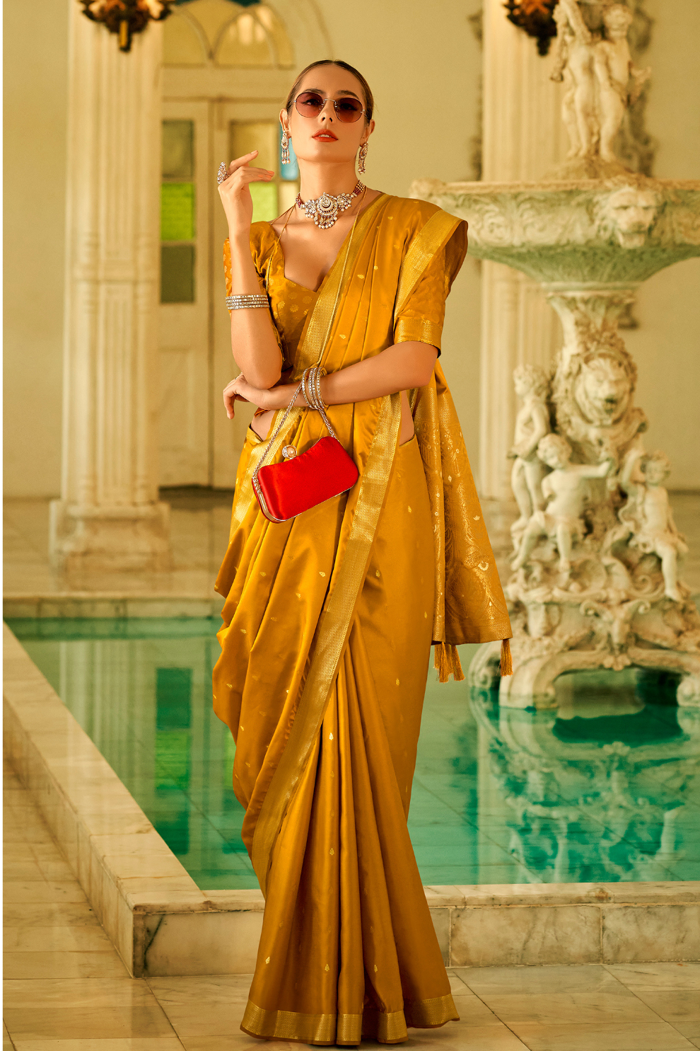 Pure Satin Handwoven Saree with Rich Zari Weaving