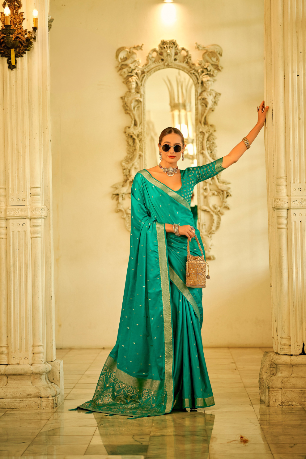 Pure Satin Handwoven Saree with Rich Zari Weaving