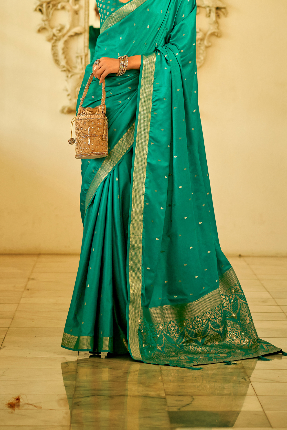 Pure Satin Handwoven Saree with Rich Zari Weaving