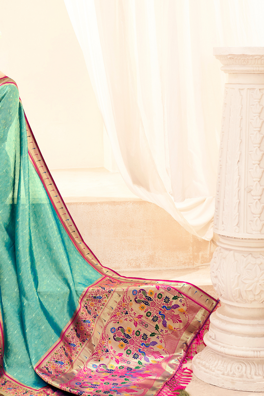 Heritage Paithani Tissue Silk with Traditional Zari Weaving - LaVante Fashion
