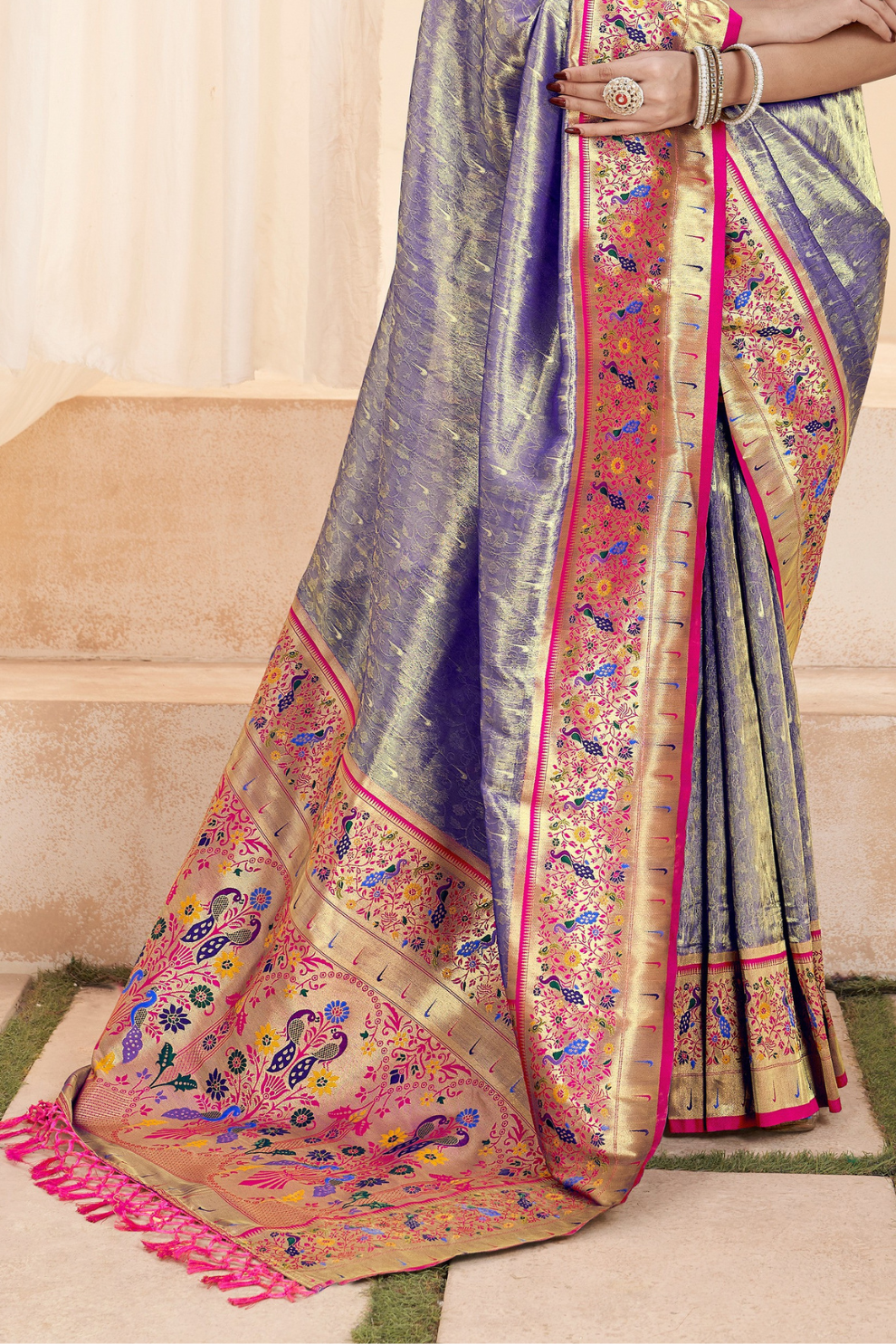Heritage Paithani Tissue Silk with Traditional Zari Weaving - LaVante Fashion