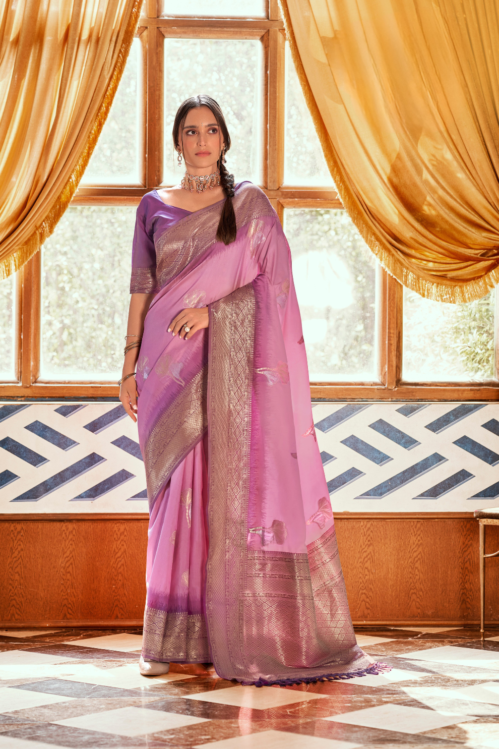 Pure Weaving Silk with Zari Woven Butta & Contrast - LaVante Fashion