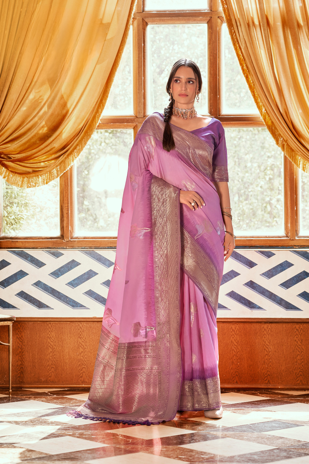 Pure Weaving Silk with Zari Woven Butta & Contrast - LaVante Fashion