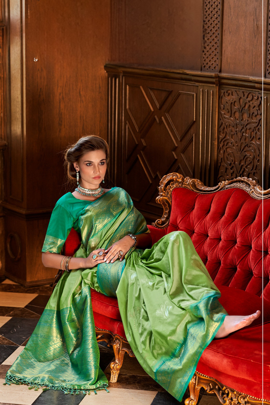 Pure Weaving Silk with Zari Woven Butta & Contrast - LaVante Fashion