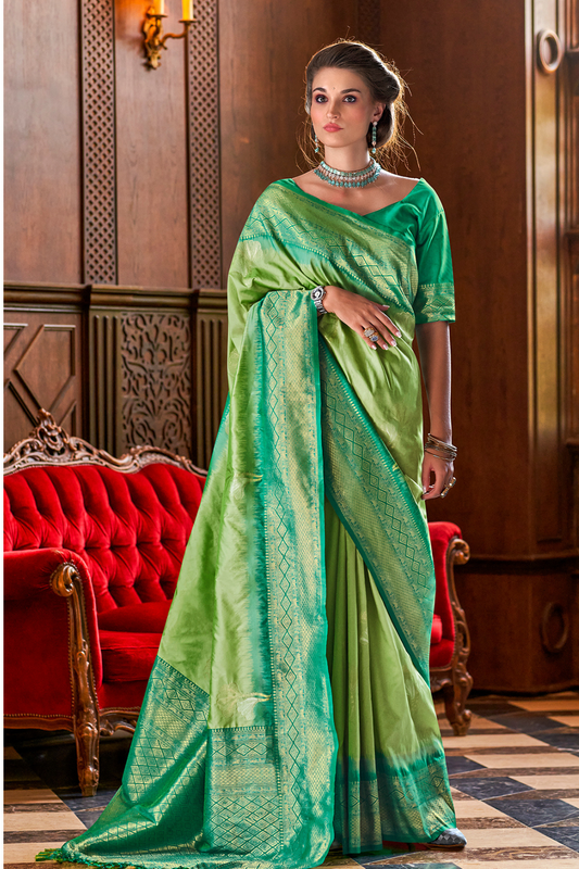 Pure Weaving Silk with Zari Woven Butta & Contrast - LaVante Fashion