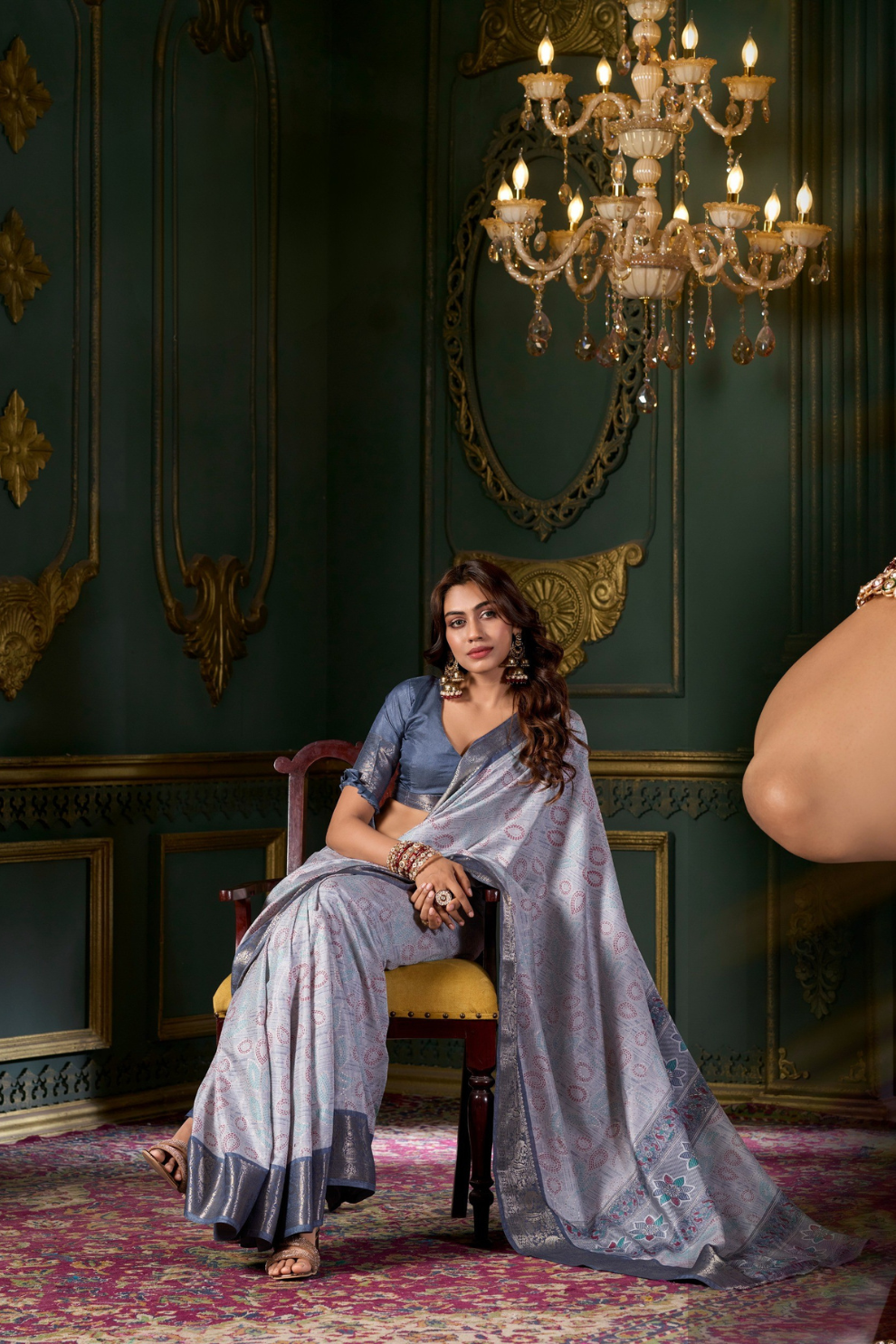 Soft Dola Silk Saree with Foil Print and Dusty Tone Matching - LaVante Fashion