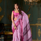Soft Dola Silk Saree with Foil Print and Dusty Tone Matching - LaVante Fashion