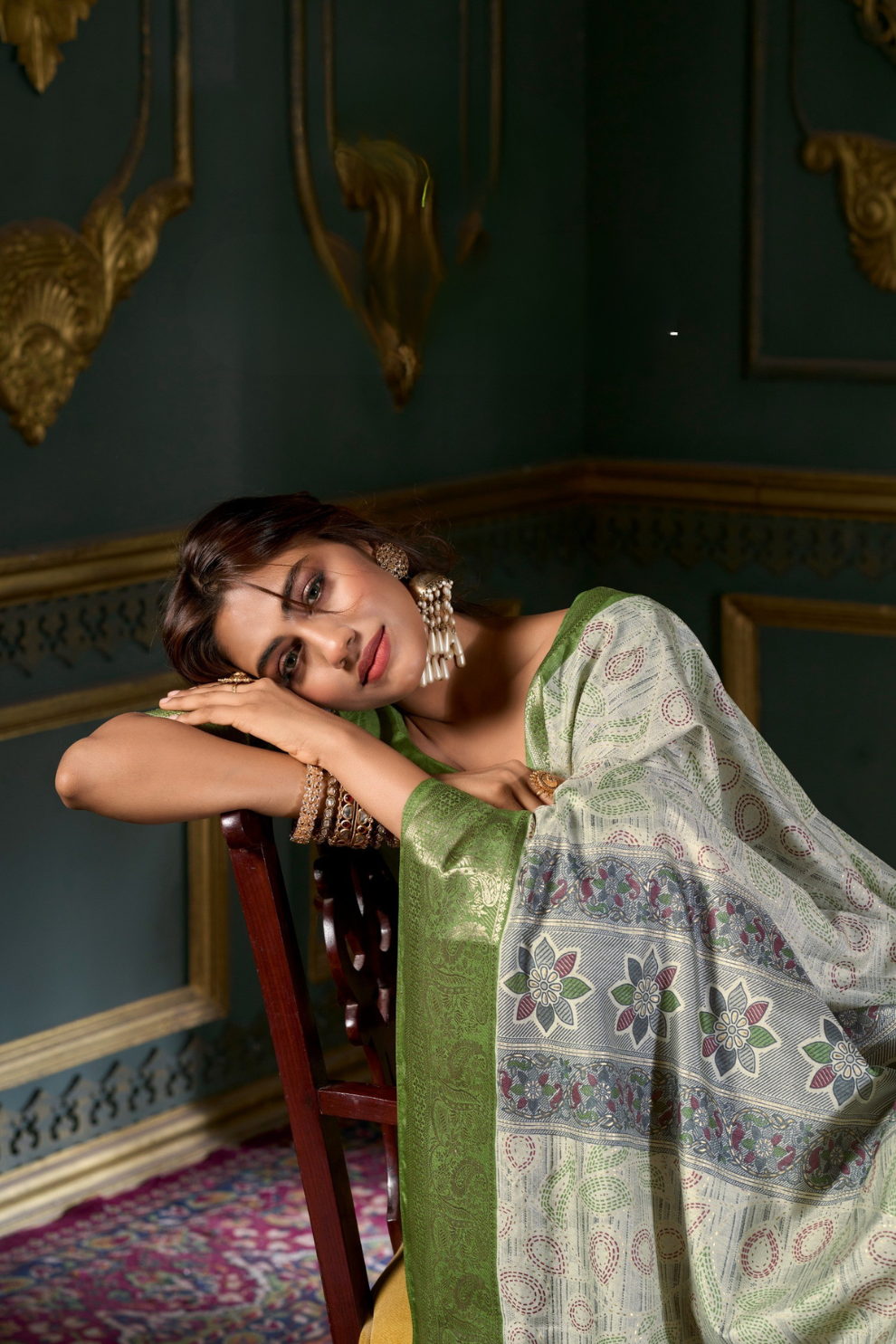 Soft Dola Silk Saree with Foil Print and Dusty Tone Matching - LaVante Fashion
