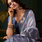 Soft Dola Silk Saree with Foil Print and Dusty Tone Matching - LaVante Fashion