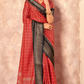 Soft Dola Saree with Foil Print and Contrast Jacquard Border - LaVante Fashion