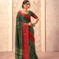 Soft Dola Saree with Foil Print and Contrast Jacquard Border - LaVante Fashion